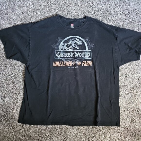 Jurassic World Adult Tee Grrassic World 3XL Black Unleashed at the Park Big Dogs - Picture 1 of 6